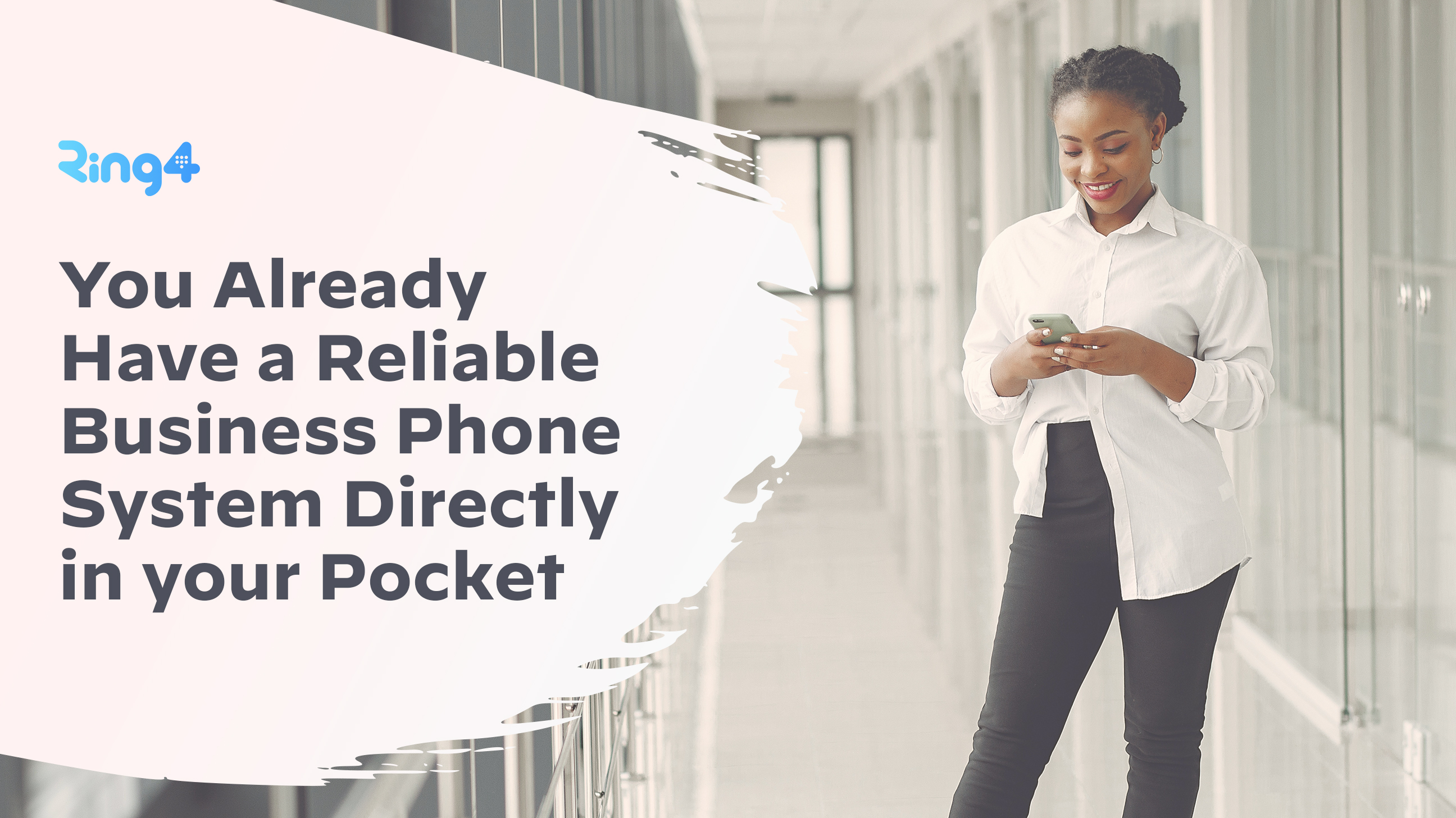 Business professional using smartphone as a complete business phone system